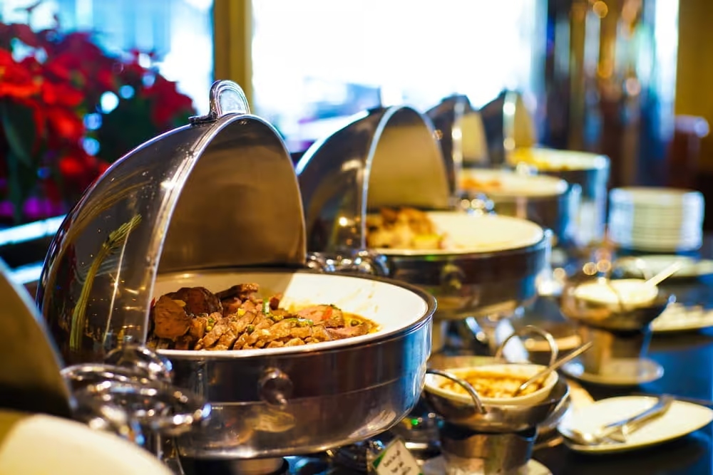 Gourmet Silver Chafing Dishes Setup