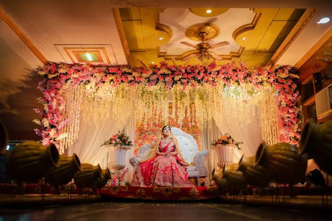Grand Bride Portrait on Floral Stage